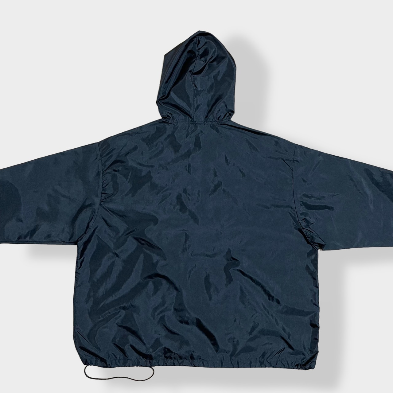 【AUBURN】90s USA製 ナイロンジャケット アノラックパーカー プルオーバー ジャケット ハーフジップ ウィンドウブレーカー ワンポイント 刺繍ロゴ フーディー ビッグシルエット ライトアウター 春物 IDEALジップ アイディール us古着