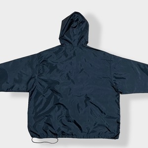 【AUBURN】90s USA製 ナイロンジャケット アノラックパーカー プルオーバー ジャケット ハーフジップ ウィンドウブレーカー ワンポイント 刺繍ロゴ フーディー ビッグシルエット ライトアウター 春物 IDEALジップ アイディール us古着