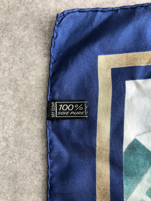 CELINE セリーヌ スカーフ ブルー グリーン シルク vintage ヴィンテージ オールド ejmgse