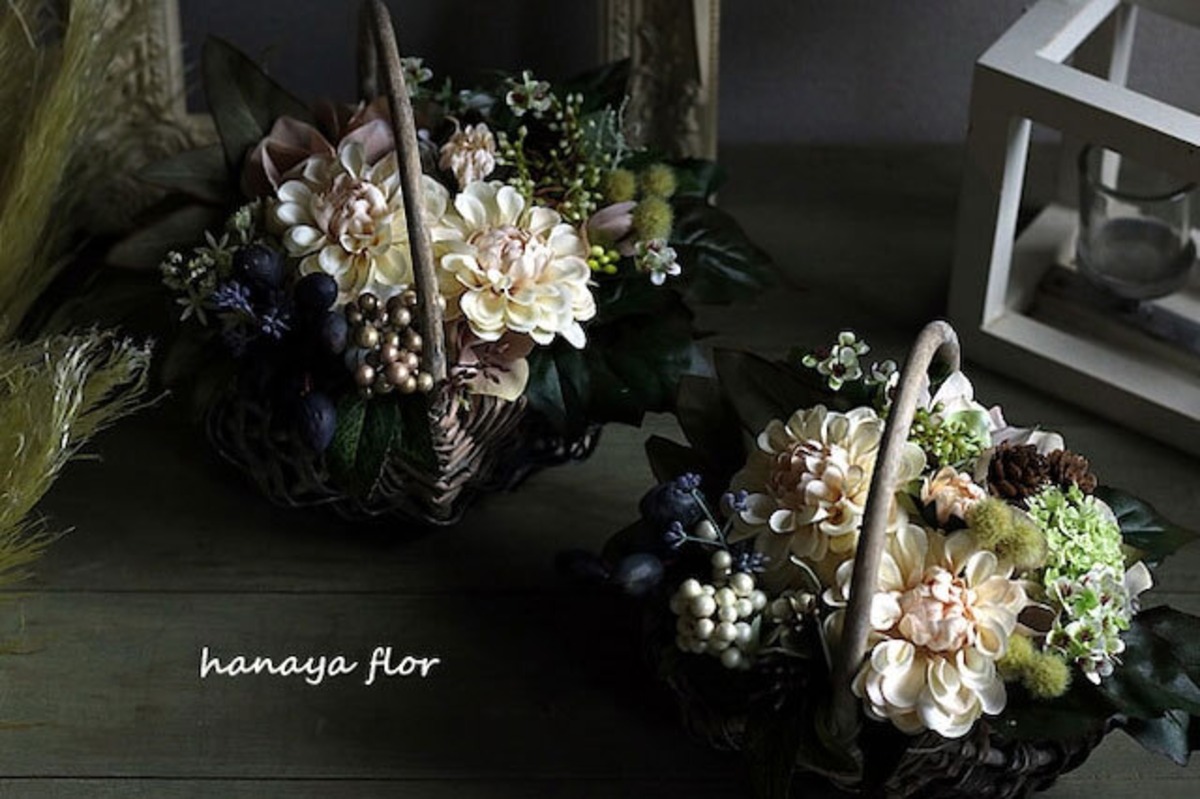バスケットアレンジ L（アーティフィシャルフラワー：造花） | 花家flor