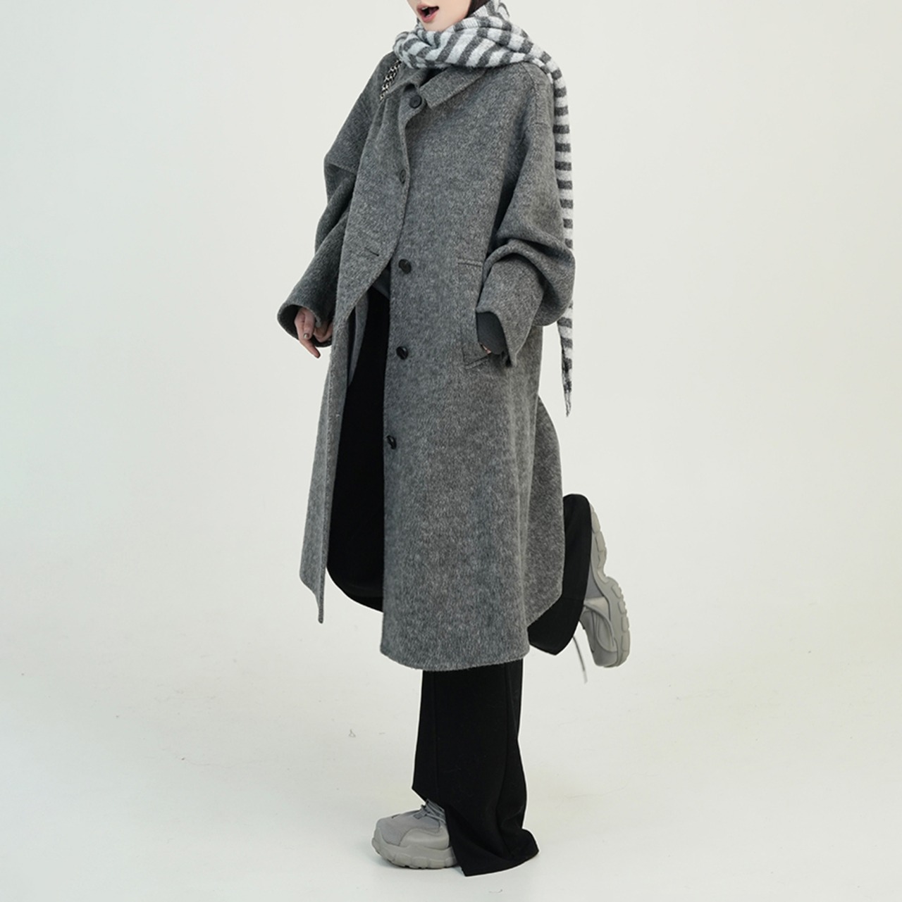 ボタンフロント オーバーシルエットコート H0024