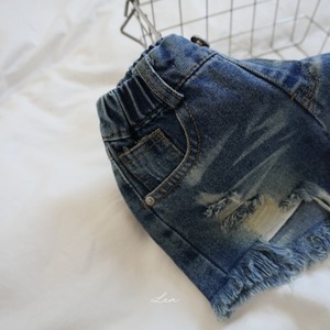 damage denim short pants