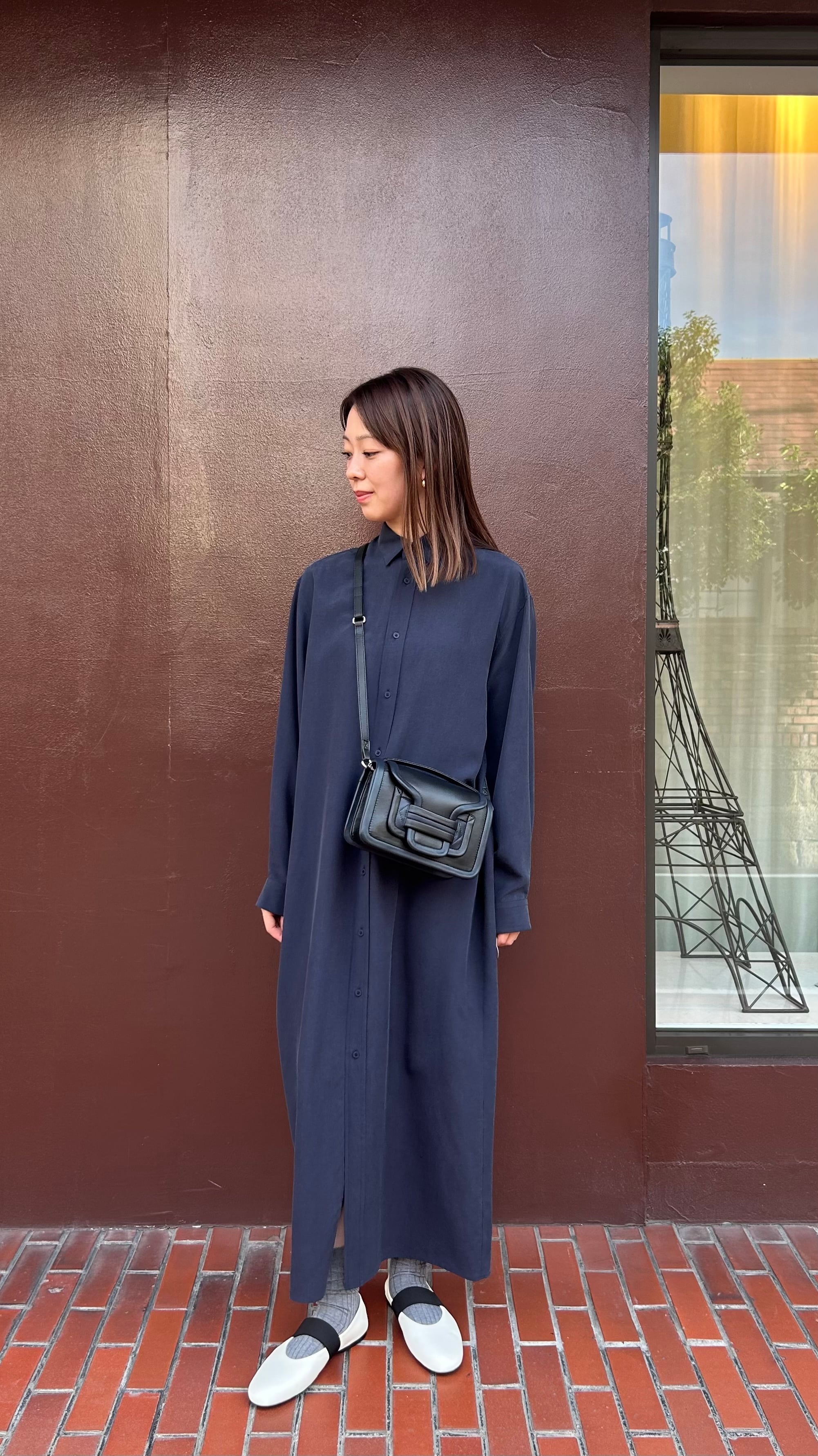ATON -SILK SUEDE | BUTTON - DOWN SHIRT DRESS- :NAVY, :CHARCOAL GRAY,