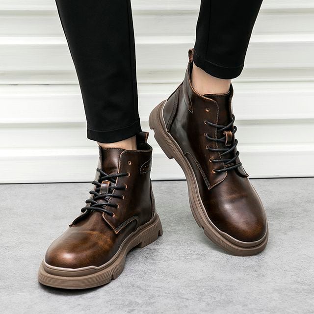 【予約販売】ワークブーツ メンズ 編み上げ 艶 アンティーク調 エンジニアブーツ ハイカット ミリタリー 靴 ブラック ブラウン 黒 お洒落 カジュアル 24cm/24.5cm/25cm/25.5cm/26cm/26.5cm/27cm