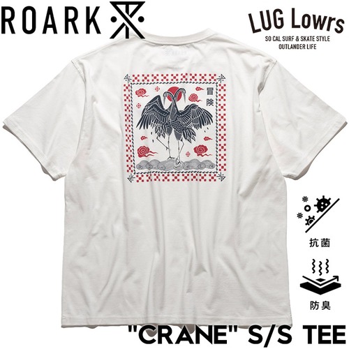ROARK ロアーク Tシャツ メンズ 半袖Tシャツ グラフィックTシャツ コットンTシャツ 抗菌 防臭 10th Anniversary Collection “CRANE” S/S TEE RTJM1230L-WHT 26SU 日本代理店正規品