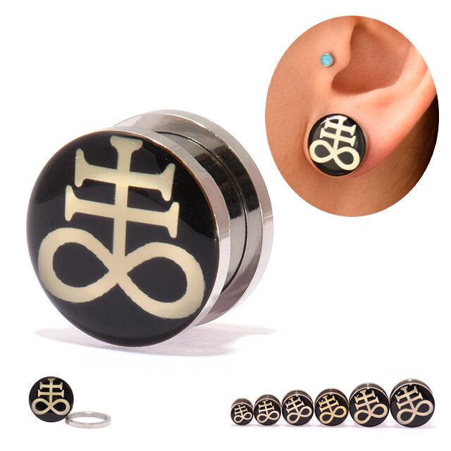 ボディピアス 2G 0G LEVIATHAN CROSS サタン十字 プラグピアス