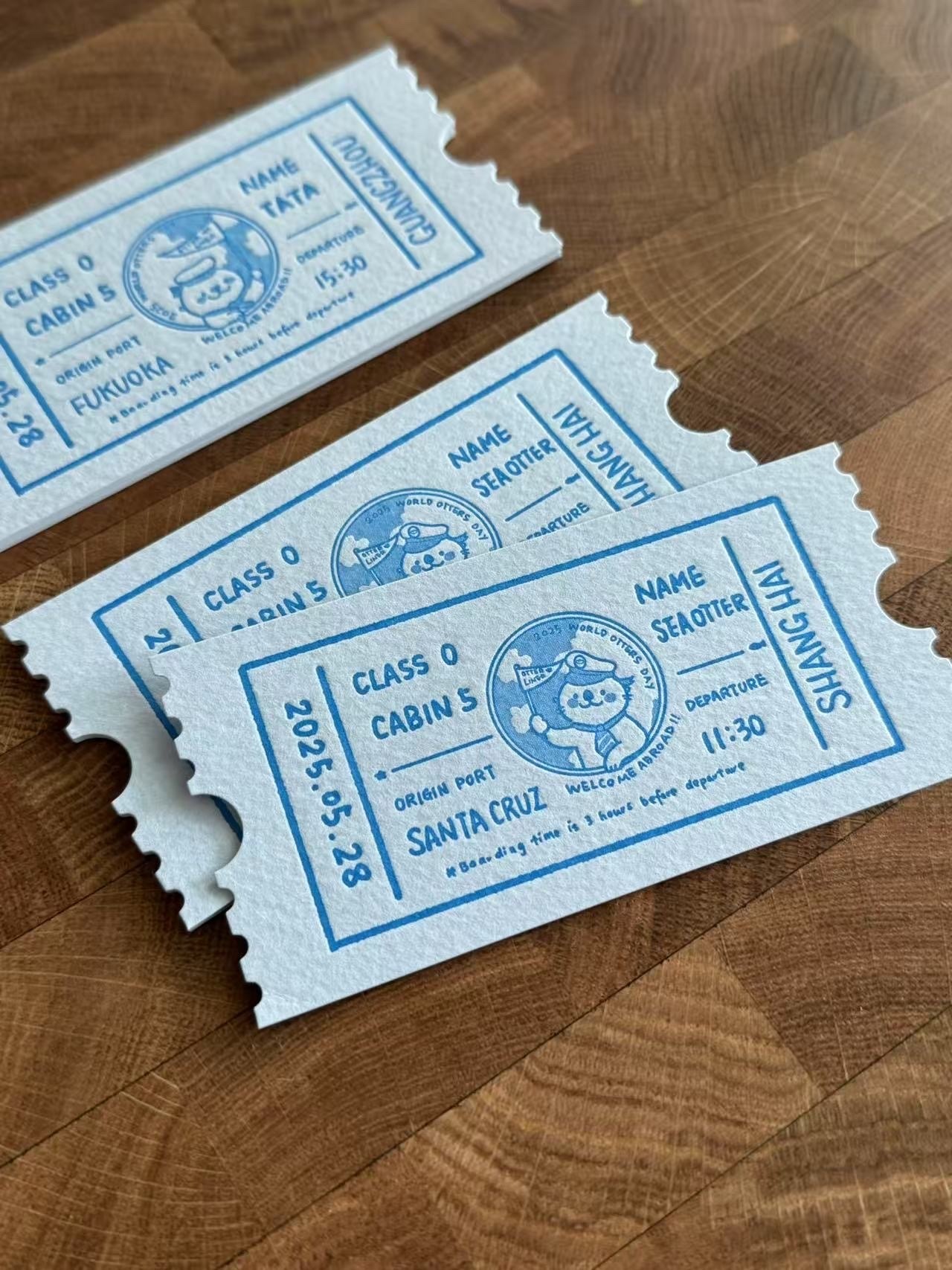 世界カワウソの日限定 カワウソ＆ラッコ船長Letterpressしおり２枚