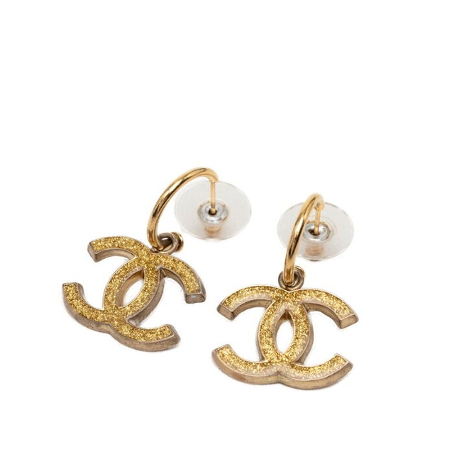 シャネル ココマーク ラメ スウィング ピアス 05A刻印 ゴールド メッキ レディース CHANEL 【中古】