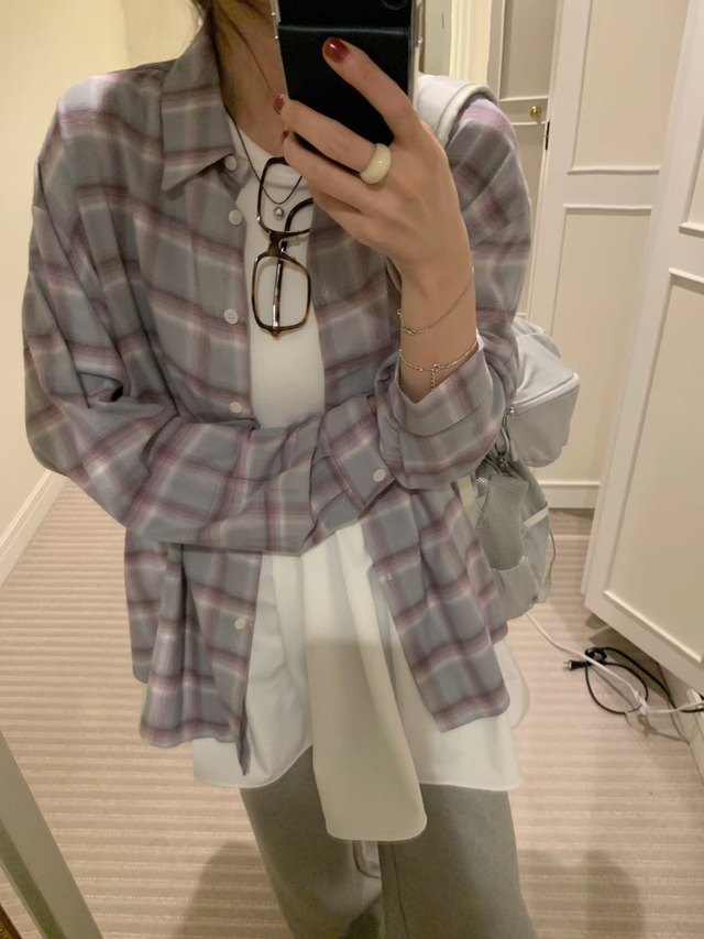 (予約) pretty young thing / Check shirt 2color