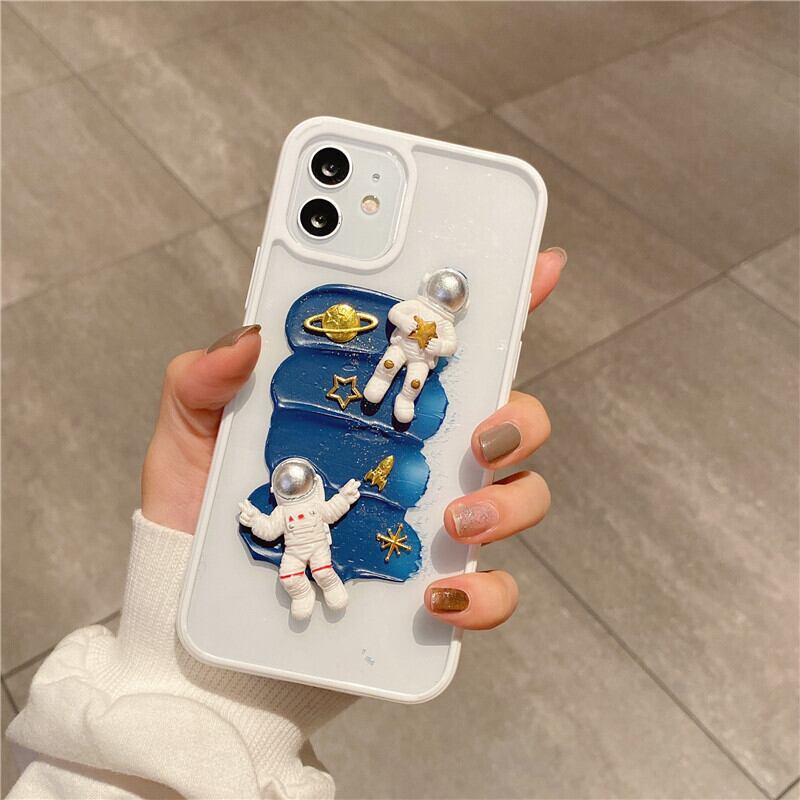 送料無料 Cuteな 宇宙飛行士 デザイン Iphoneケース 立体 惑星 星 ロケット 綺麗 スマホカバー 可愛い オシャレ ポップ Lamitte Deco トレンド 韓国ファッション ショップ Base店