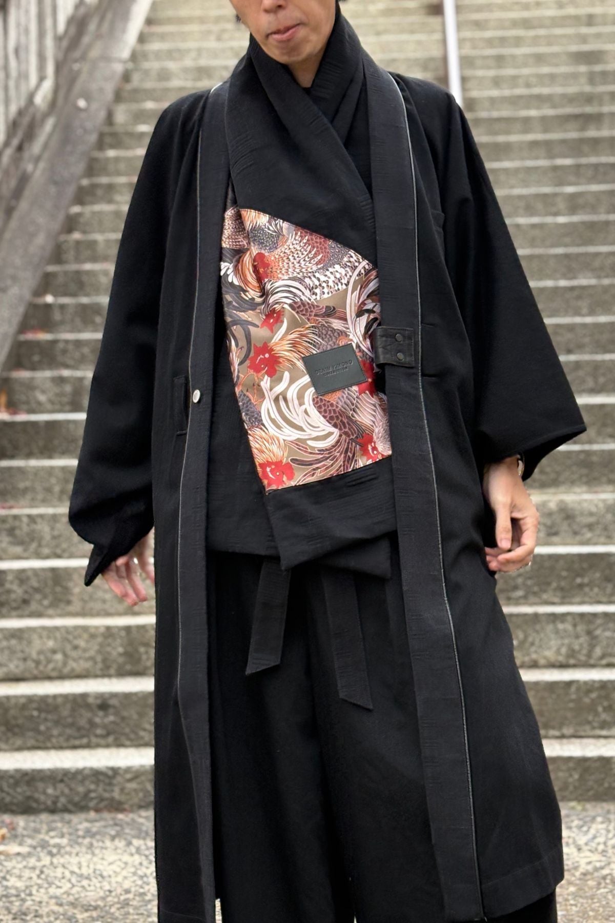 新作|極数量限定】KIMONOマフラー《軍鶏図》|岡山産刺子ジャガード 新作|極数量限定】KIMONOマフラー《軍鶏図》|岡山産刺子ジャガード