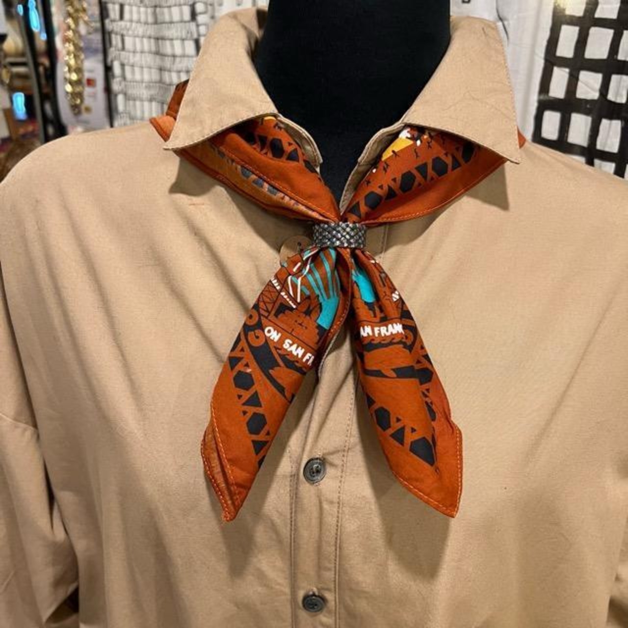 TOPANGA accessory One-wash cotton bandana　1939　Brown　バンダナ　小物　ランチクロス　ハンカチ　スカーフ　ギフト　プレゼント