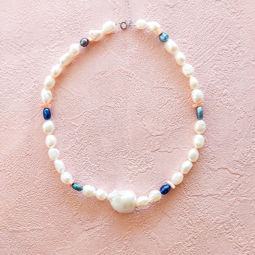 SV925 baroque Pearls summer colorful necklace (adjustable) 03
