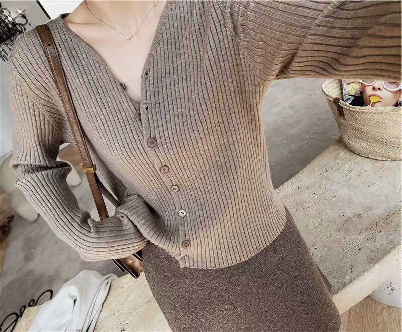 リブニットカーディガン