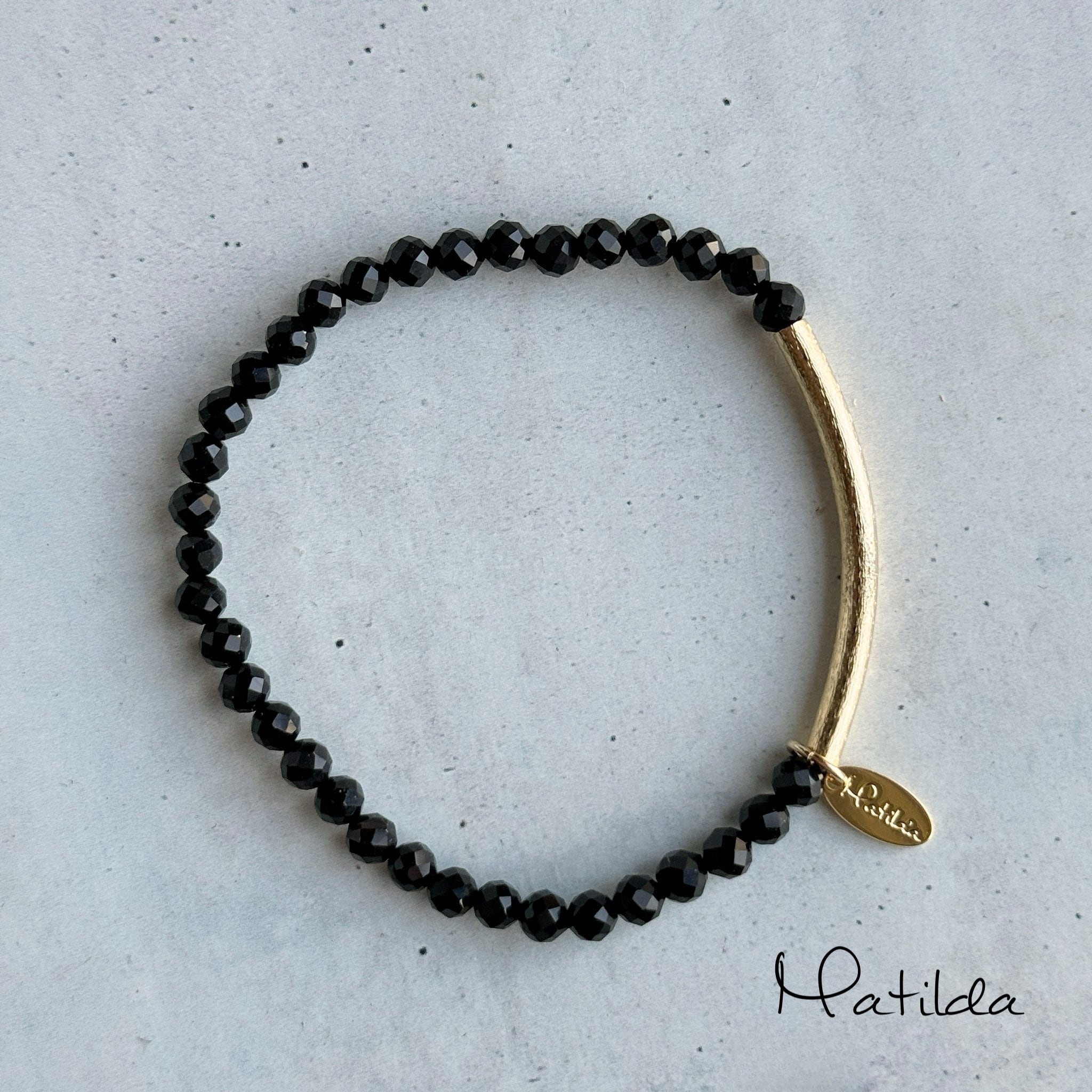 【再販】Tube & stone bracelet(オニキス)