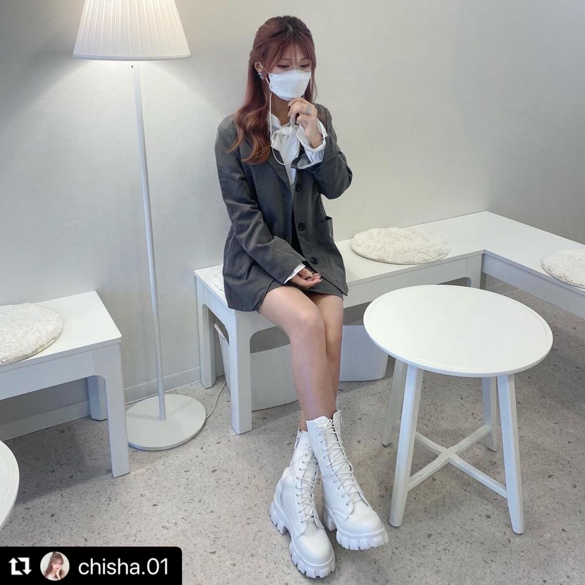 大人っぽ できる女コーデ 2点セット ジャケット ミニスカート タイトスカート 開襟 スーツ風 女っぽ オフィカジ セットアップ Lamitte Deco トレンド 韓国ファッション ショップ Base店