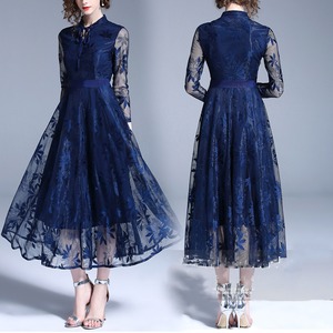 ★送料無料★11号（L)☆透け感が美しいレース仕様のワンピ－ス(OPN3134)