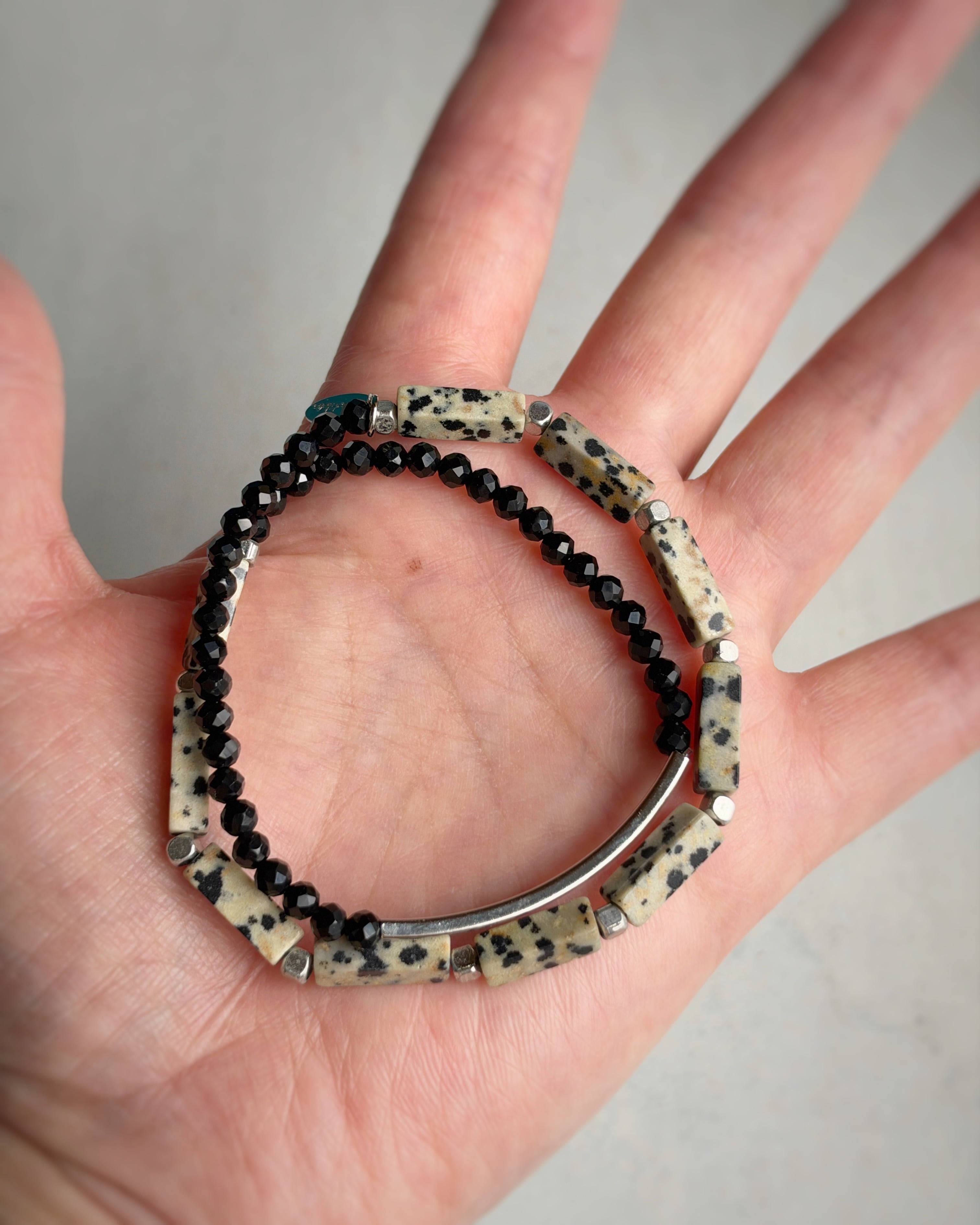 layered bracelet(ダルメシアンジャスパー×オニキス)