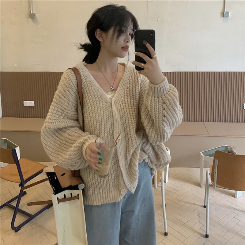 セーター ジャケット オータムウィンタースタンダードスタイルニットカーディガントップス レトロ 秋物 冬物 萌量不足46645375396