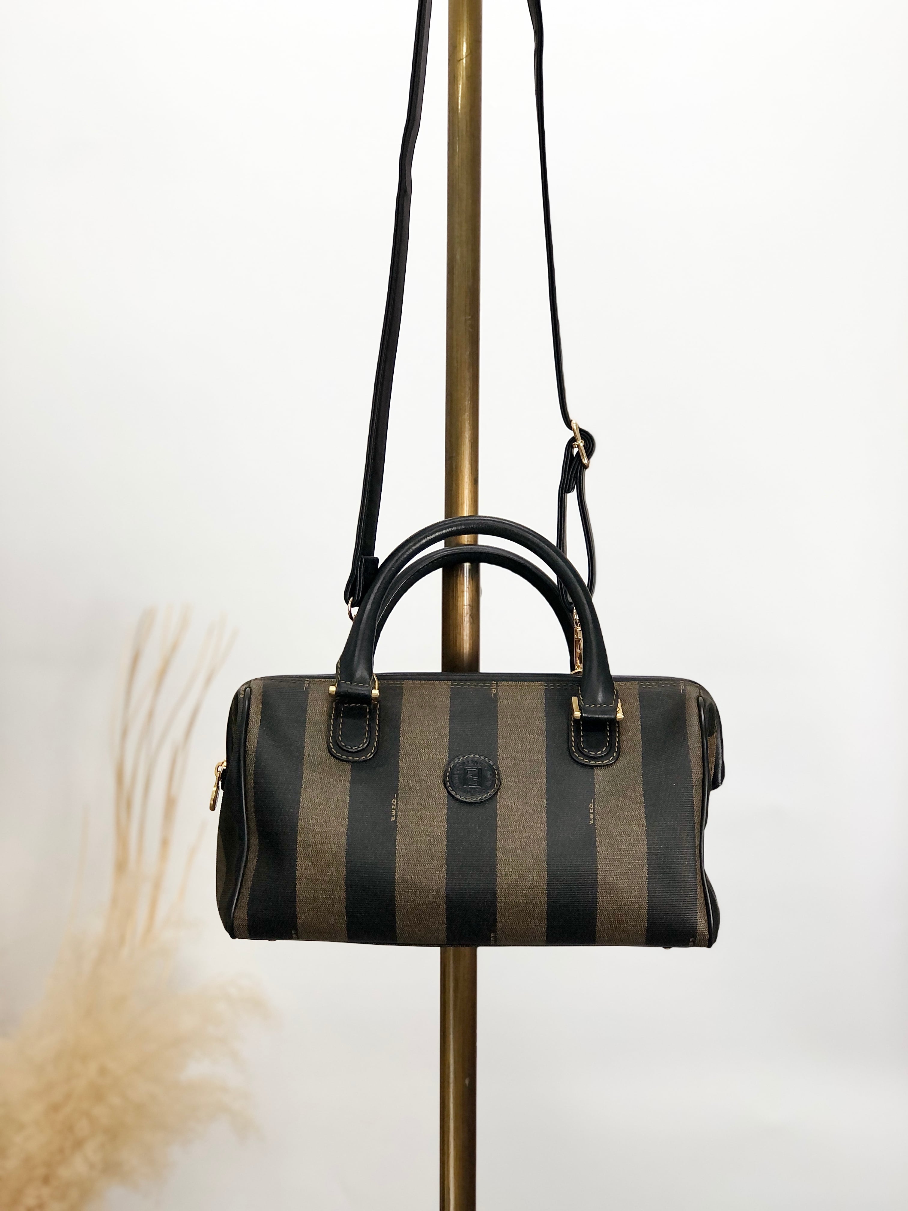FENDI フェンディ ペカン ハンドバッグ ブラウン FFロゴ PVC 