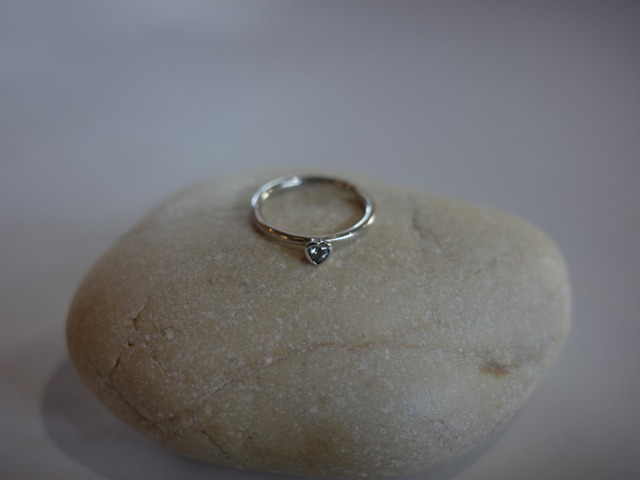 <vintage silver925>petit heart stone ring