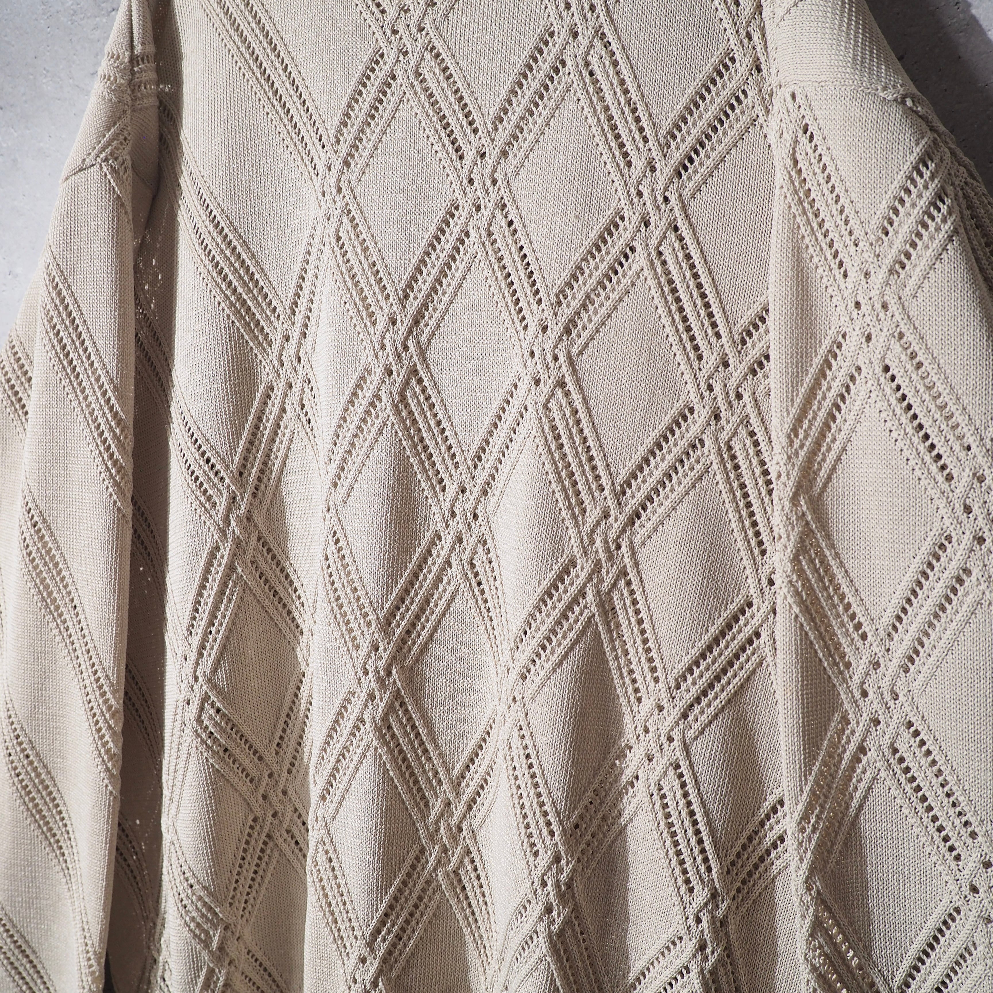 1990s Switching Mesh Embossed Vintage Loose Knit