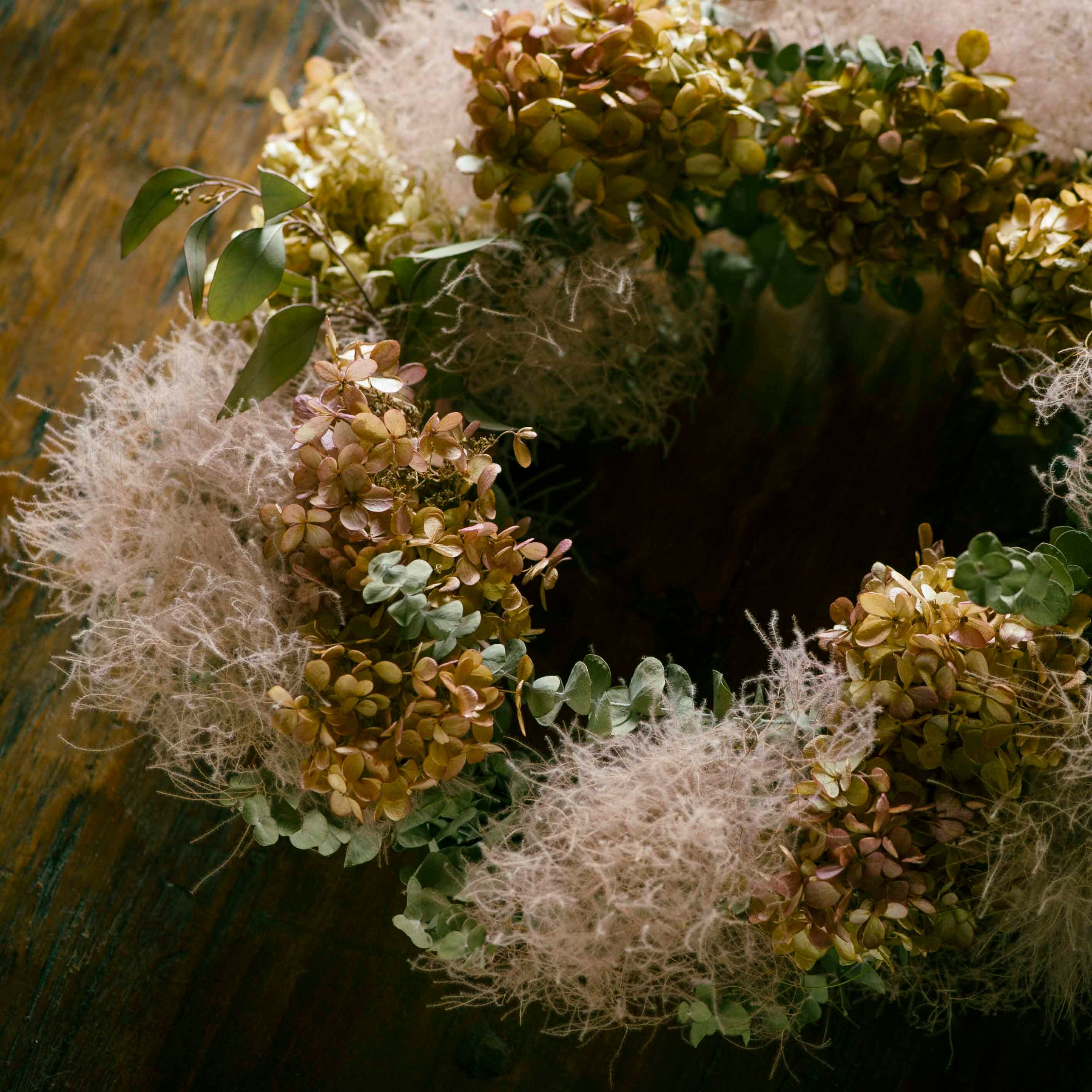 ドライフラワー リース スモークピンク Dry Flower Wreath smork pink
