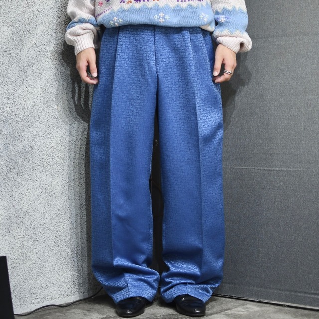 jacquard weave design wide color slacks blue