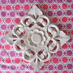 ブロックプリント生地【50cm単位】インド綿 花柄 白×ピンク×パープル #39278-PK1