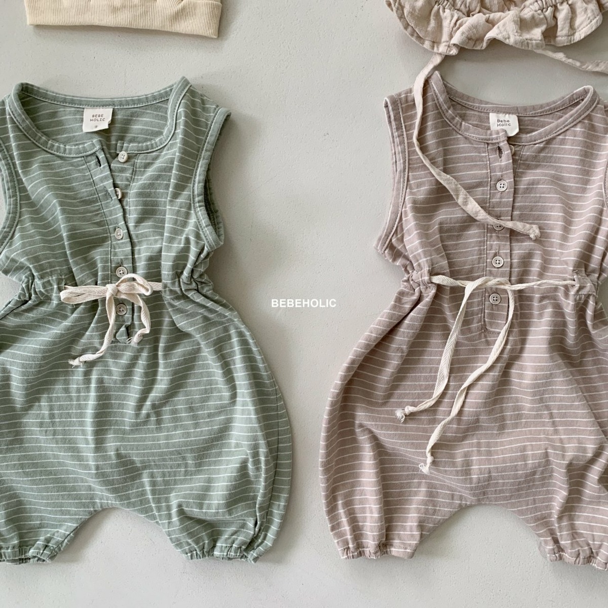 [bebeholic] string stripe rompers | THE BABY BASE