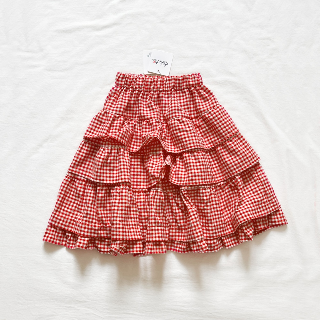 秋チェックティアードロングスカート