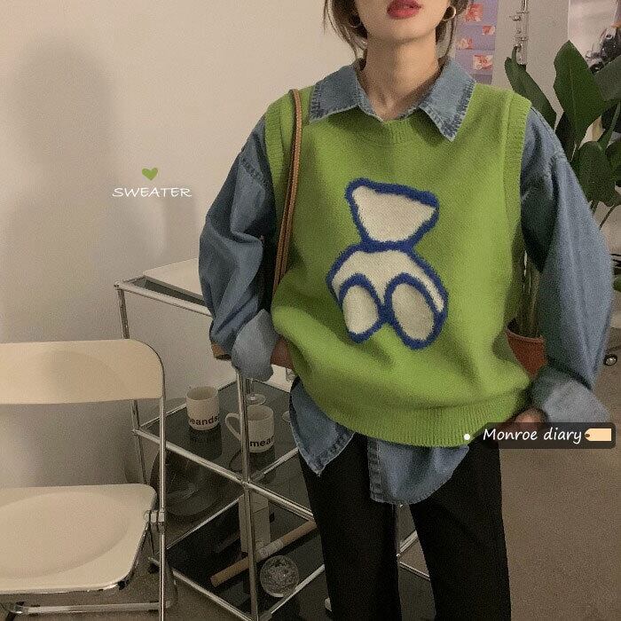 ニットスタンダードジャケット スプリングオータムスタイルルーズセーター レトロ 春物 秋物 モンロー35293949979