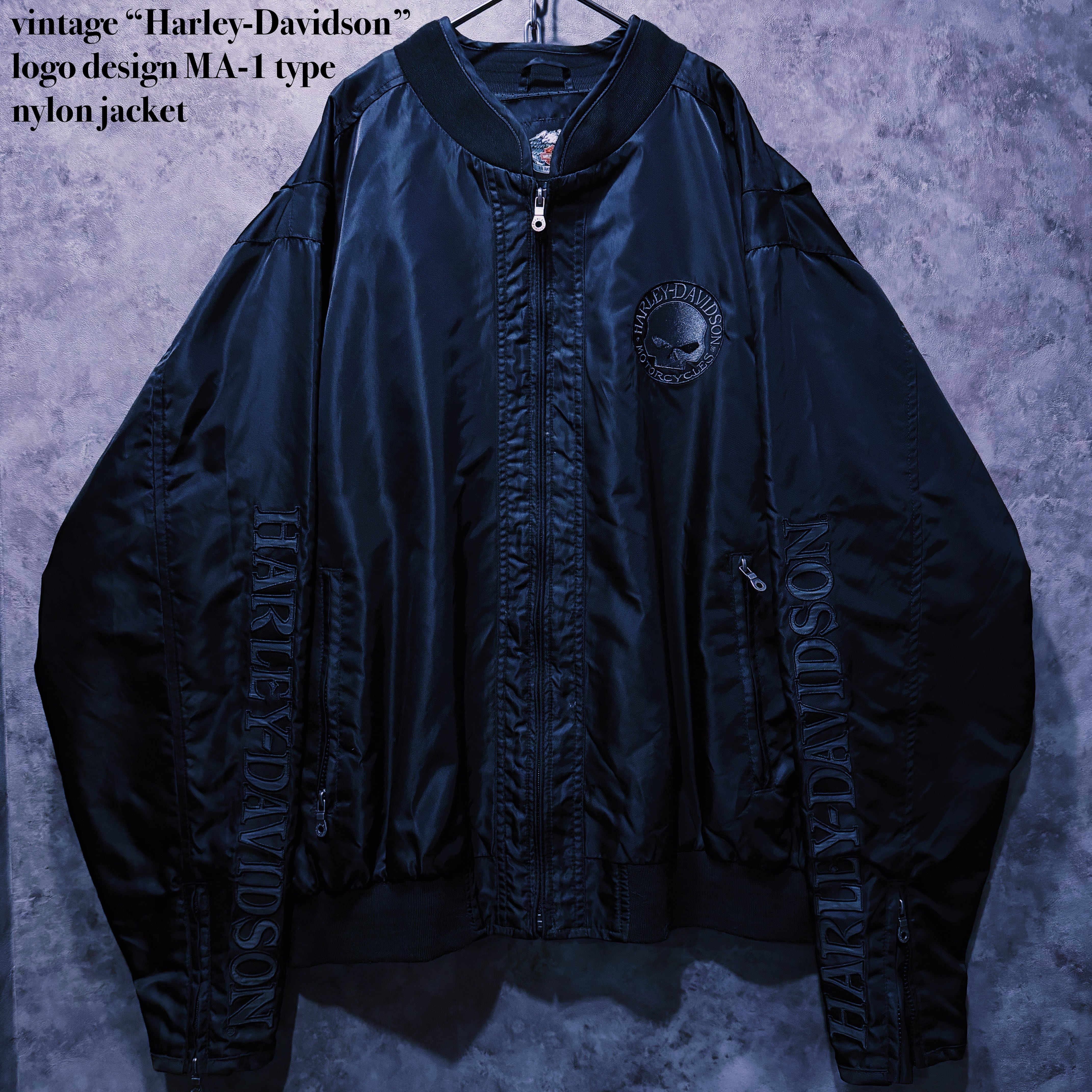 【doppio】vintage “Harley-Davidson” logo design MA-1 type nylon jacket