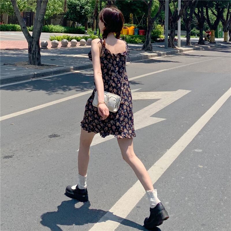 スタンダードスタイルウェストドレス サマースカート レトロ 夏物 萌量不足94656458664