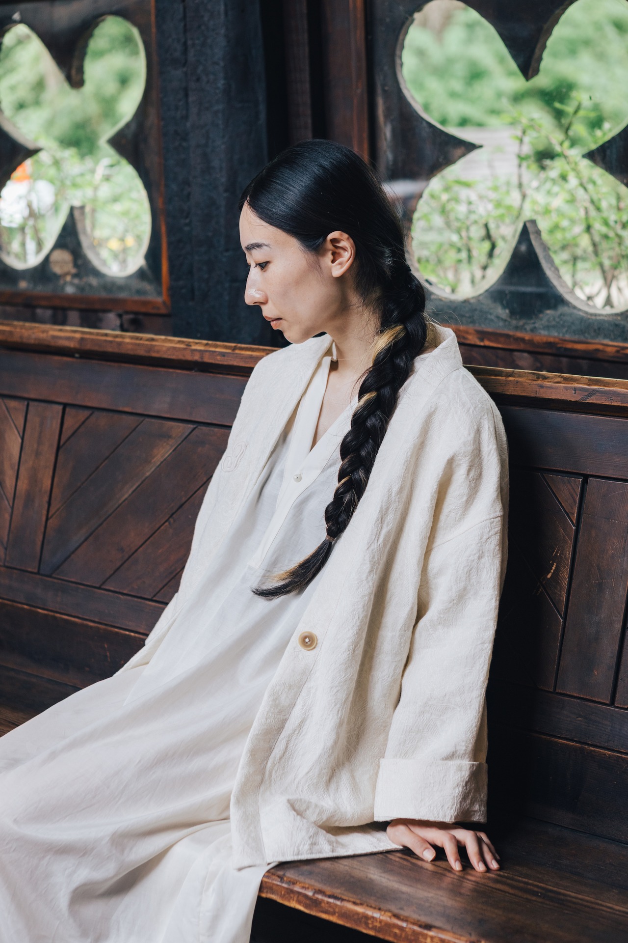 【suie】Linen Jacquard Gown／リネンジャガードガウン