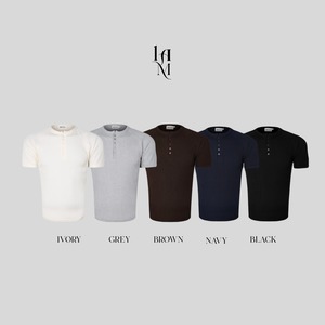 【MuscleFit】Ribbed Raglan Henley Neck Tee (5color)