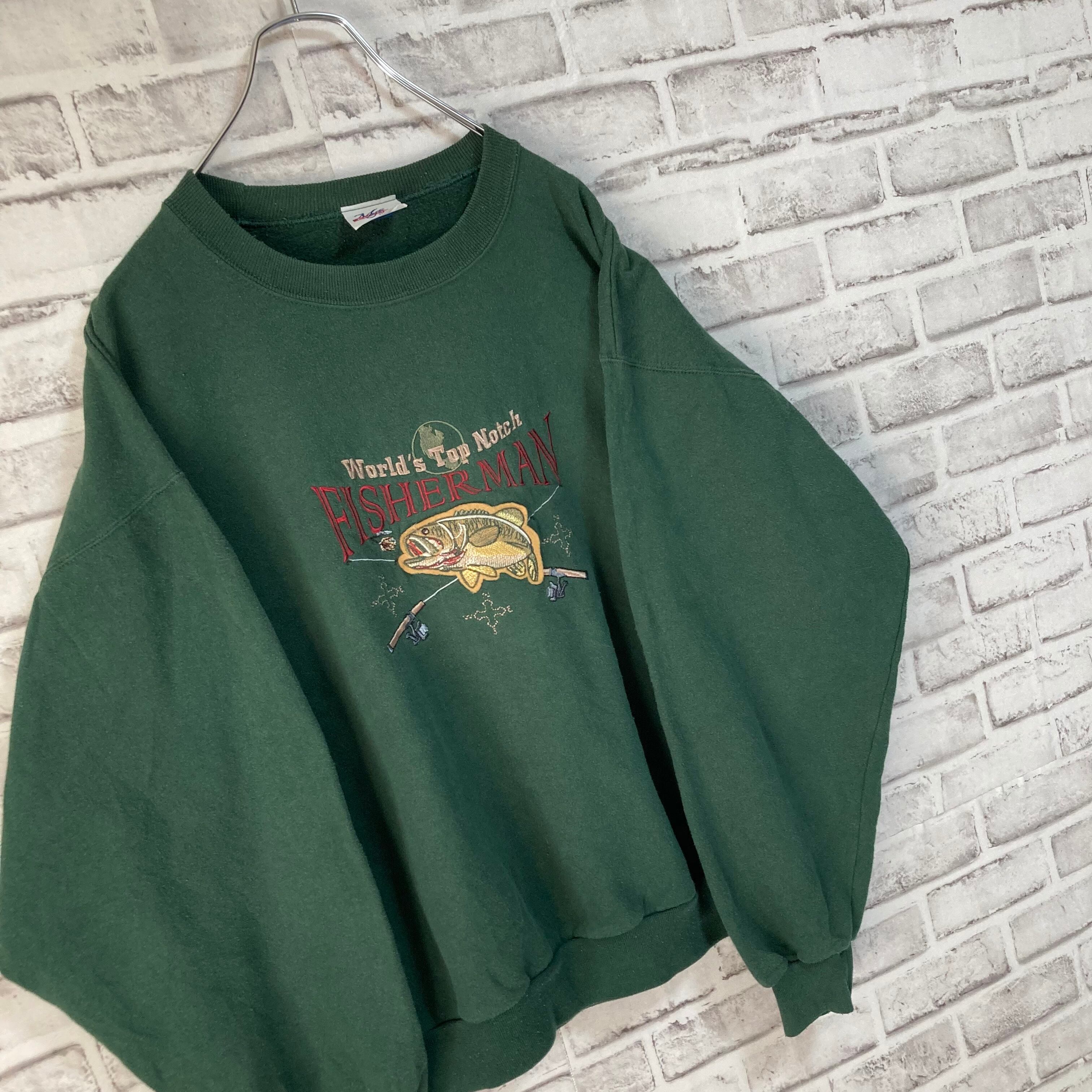 MC ENERGY 】L/S Sweat L “Fishing” 90s バス フィッシング スウェット