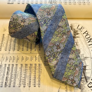 ［William Morris］ネクタイ　いちご泥棒　グリーン×ブルーストライプ