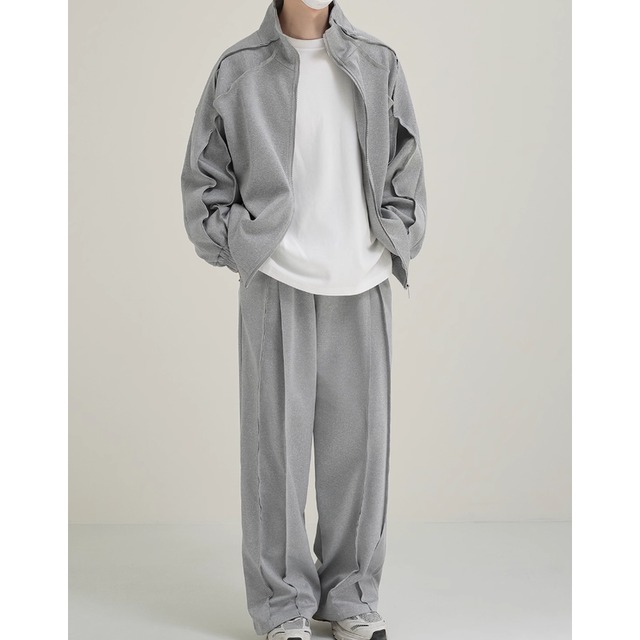 zip-up jacket full zip-up long sleeve wide pants set up mr0275