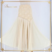 社交ダンス 衣装 スタンダード スカート レッスンウェア オフホワイト系 アイボリー クリーム色 ICHIOKU イチオク 花柄 レース シンプル フェミニン エレガント おしゃれ ダンスウェア トレーニング コスチューム 結婚式 パーティー 伸縮性 お花 レース装飾 女性用 高品質 軽やか 素敵 シンプルデザイン 丈夫 洗濯可 セクシー