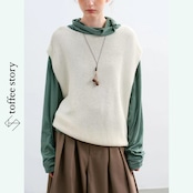 【2color】くたっと柔らか、綿混ベストの秋仕度 《P0246》