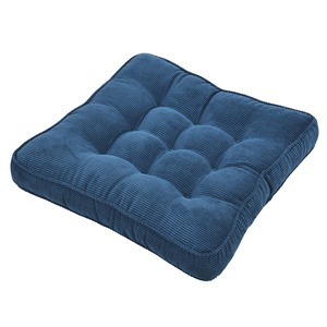 【特価処分】Baibu Home 座布団 クッション 厚め 大きめ 50cm角 コーデュロイ 座り心地いい 座布団 床 クッション コール天 無地 シートクッション ネイビー