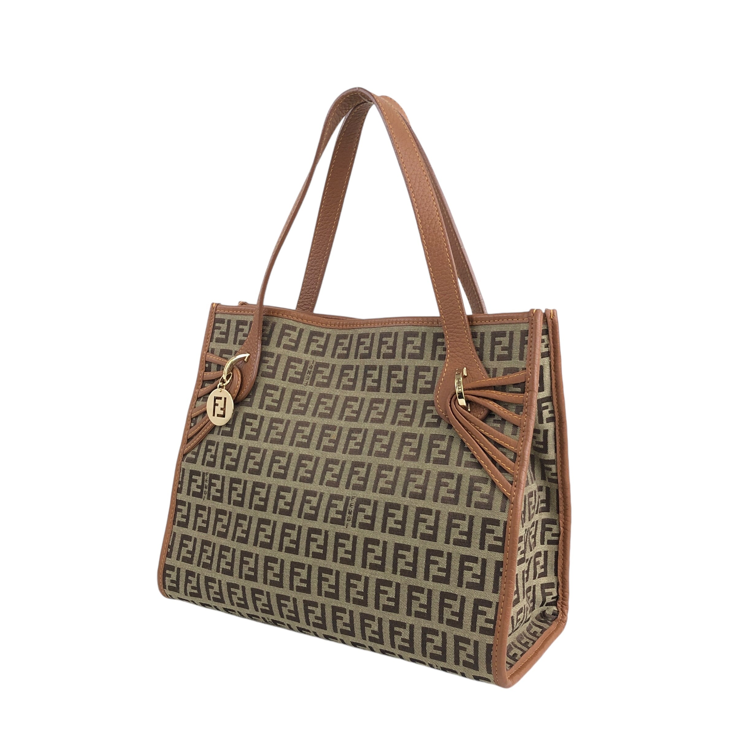 FENDI フェンディ ズッキーノ ハンドバッグ ベージュ キャンバス ミニ