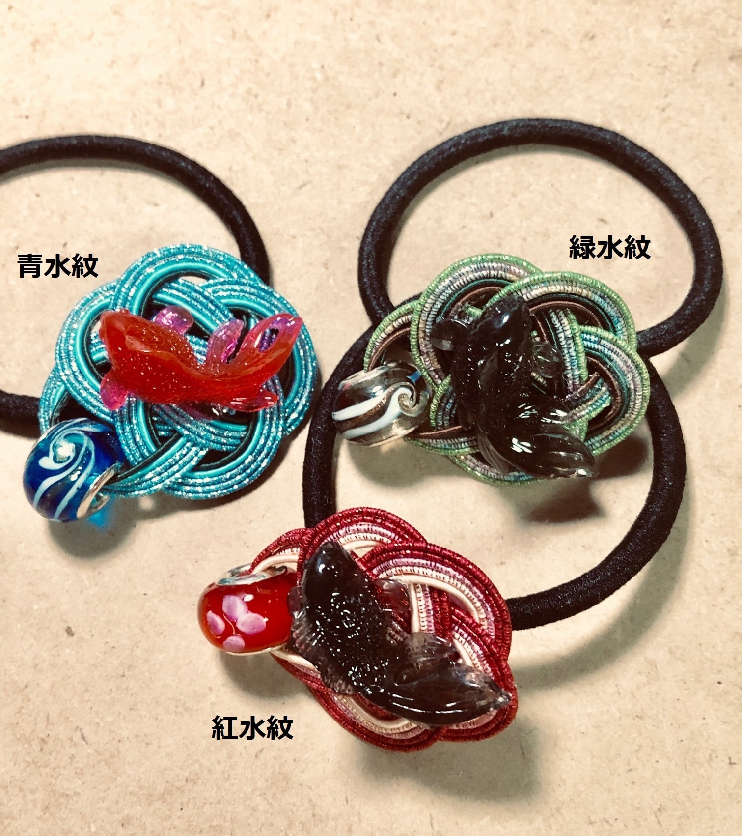 水引の水紋金魚のヘアゴム | coa's mono