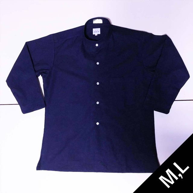 藍染めスタンドカラーシャツ（M,L）