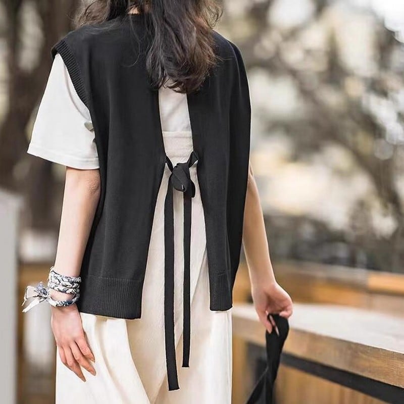 ノースリーブブラックニットベスト VS1136 | nicoilo |ニコイロ