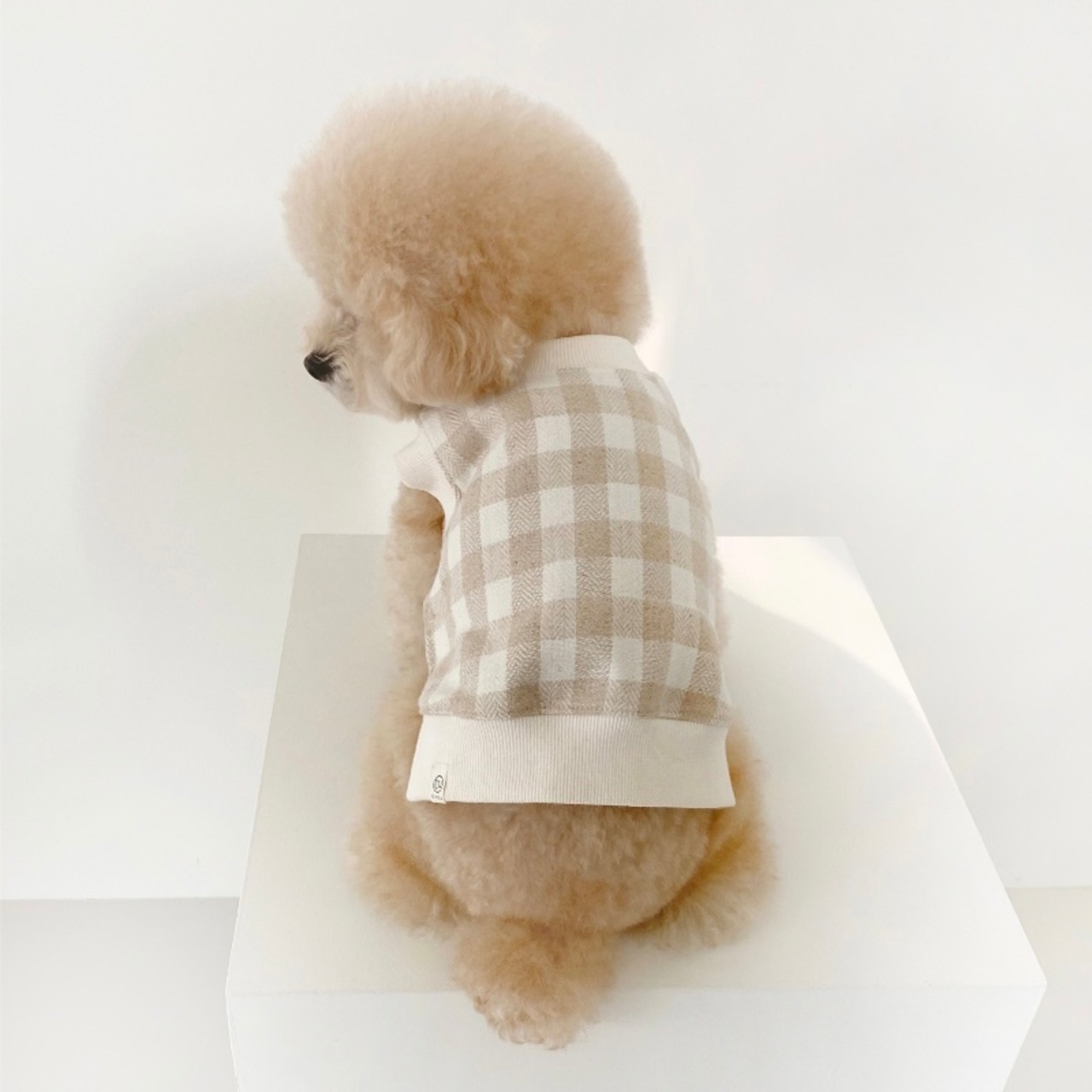 【即納】EYOU ギンガムチェック ベスト｜ベージュ - 3