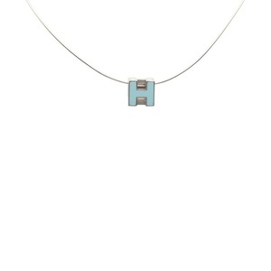エルメス カージュ ド アッシュ Hキューブ ネックレス シルバー ライトブルー メタル レディース HERMES 【中古】