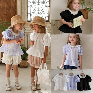 夏フリル付きレトロブラウス