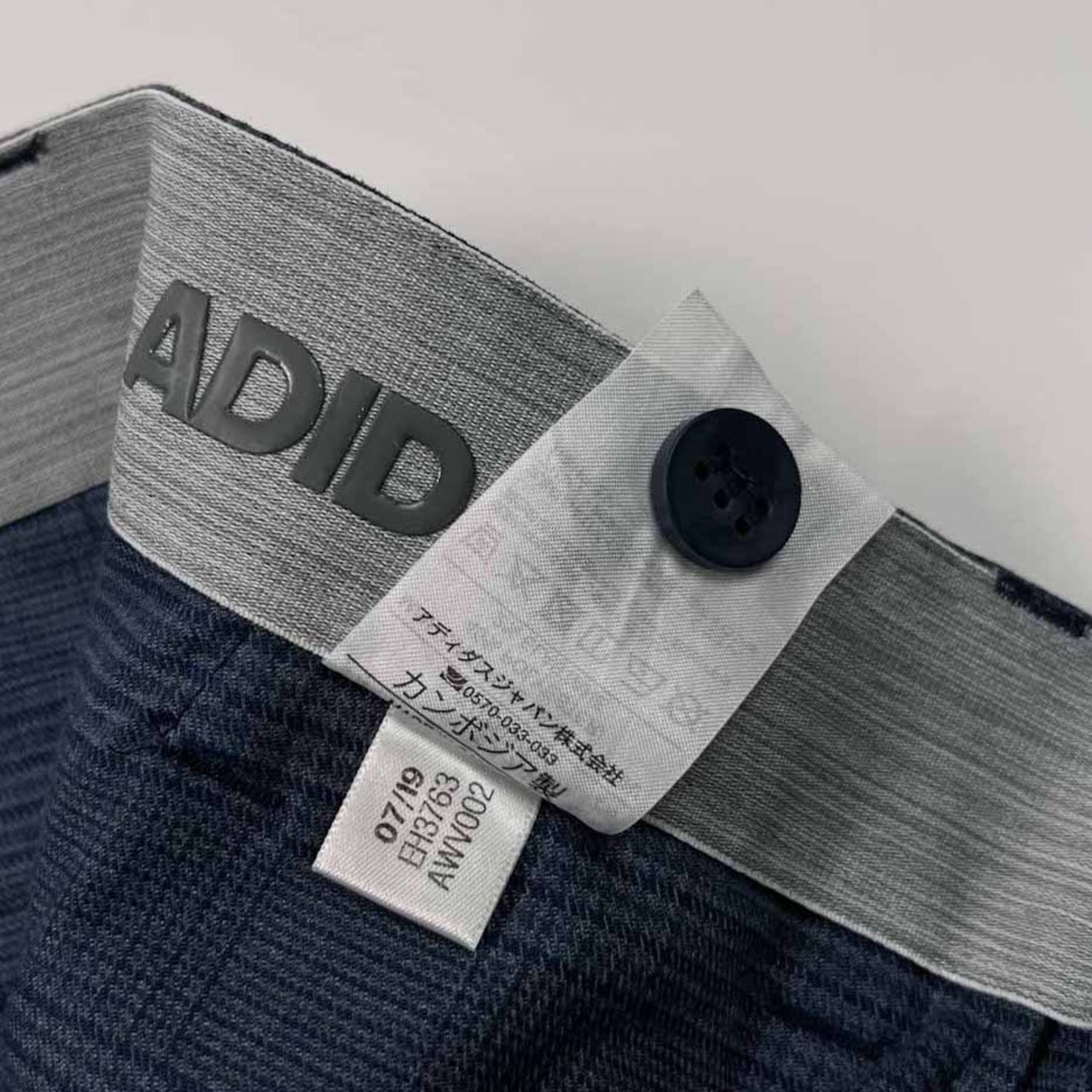 ADIDAS アディダス グレンチェック柄 ストレッチ スラックスパンツ サイズ L /ネイビーブルー系/メンズ/ゴルフ/スポーツ